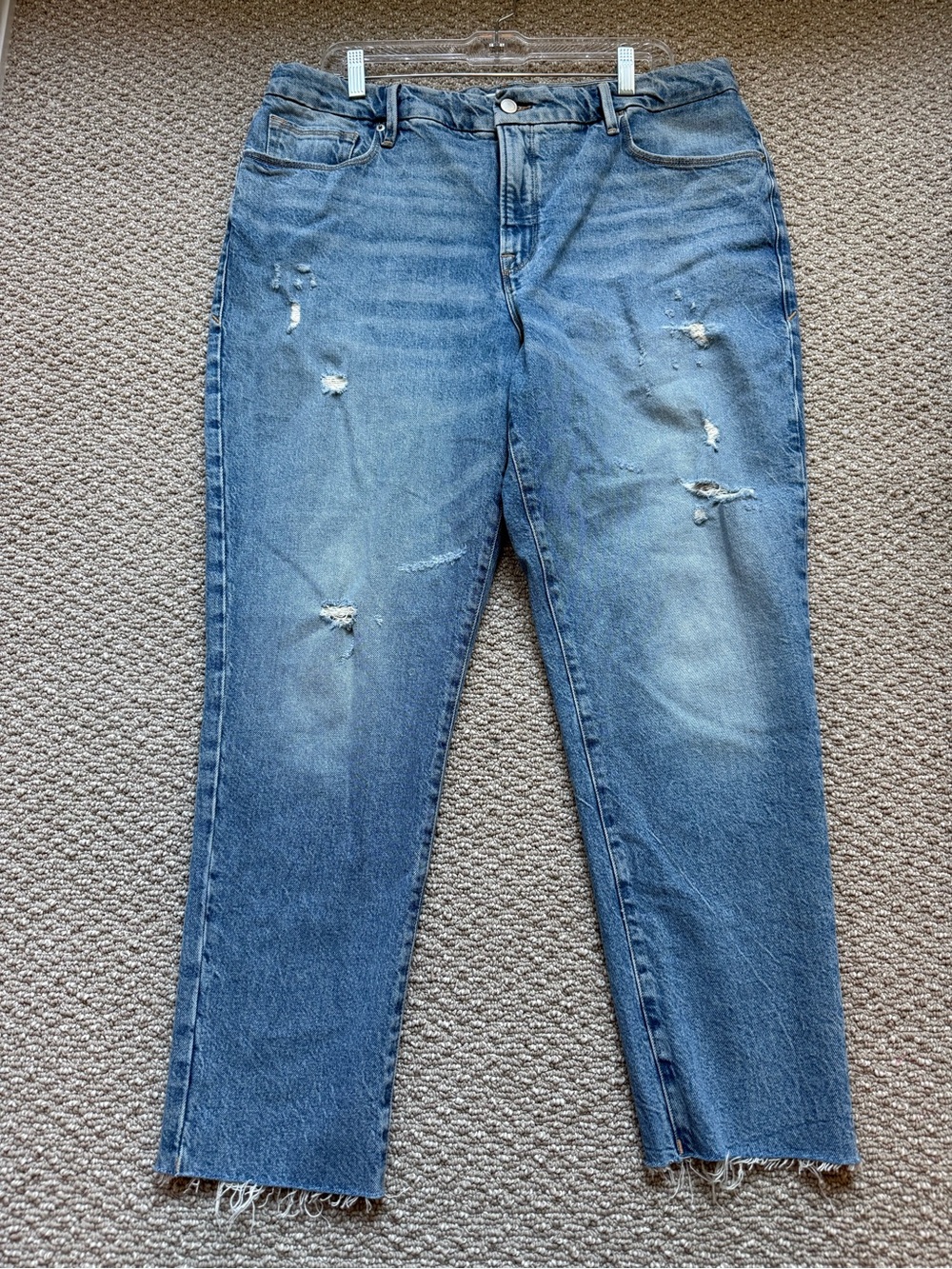 Good American High Rise Distressed Jeans Women’s 12/31 Cropped Denim